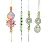 Rakhi Bhaiya Bhabhi veera Set Rakhi Lumba Set with Dora for Brother Bhabhi Set of 4 Family Rakhee Card Gift Pack Thread Bracelet Dori Kalwa for Raksha Bandhan Indian Traditional Festival
