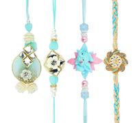 Rakhi for Brother and Bhabhi Rakhi Set of 4 with Bracelet Gift Card Pack