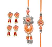 Rakhi for Brother and Bhabhi Set of 2 Rakhi Ram Ram Pair Stickers Gift Card