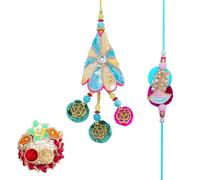 Rakhi for Brother and Bhabhi Set of 2 Rakhi with Kumkum Platter Gift Card