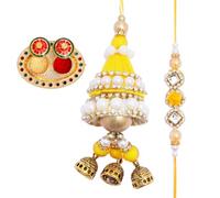 Rakhi for Brother and Bhabhi Set of 2 Rakhi with Kumkum Platter Gift Card