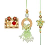 Rakhi for Brother and Bhabhi Set of 2 Rakhi with Kumkum Platter Gift Card