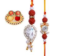 Rakhi for Brother and Bhabhi Set of 2 Rakhi with Kumkum Platter Gift Card