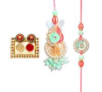 Rakhi for Brother and Bhabhi Set of 2 Rakhi with Kumkum Platter Gift Card