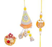 Rakhi for Brother and Bhabhi Set of 2 Rakhi with Kumkum Platter Gift Card