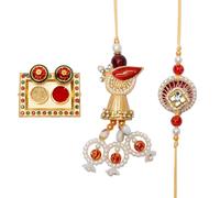 Rakhi for Brother and Bhabhi Set of 2 Rakhi with Kumkum Platter Gift Card