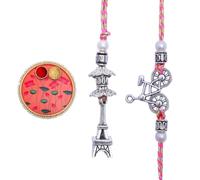 Rakhi for Brother and Bhabhi Set of 2 Rakhi with MDF Puja Plate Gift Card