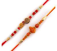 Rakhi For Brother - Juego de 2 con tarjeta de felicitación, hermoso diseñador Raksha Bandhan Rakhi juego de regalo para hermano Bhaiya Bhai Bro, estilo tradicional indio Rakshbandhan Rakhi regalos