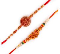 Rakhi For Brother - Juego de 2 con tarjeta de felicitación, hermoso diseñador Raksha Bandhan Rakhi juego de regalo para hermano Bhaiya Bhai Bro, estilo tradicional indio Rakshbandhan Rakhi regalos