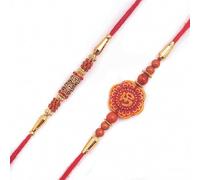 Rakhi for Brother - Juego de 2 con tarjeta de felicitación, hermoso juego de regalo Raksha Bandhan Rakhi para hermano Bhaiya Bhai Bro, estilo tradicional indio Rakshbandhan Rakhi regalos para hermano