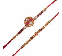 Rakhi for Brother - Juego de 2 con tarjeta de felicitación, hermoso juego de regalo Raksha Bandhan Rakhi para hermano Bhaiya Bhai Bro, estilo tradicional indio Rakshbandhan Rakhi regalos para hermano