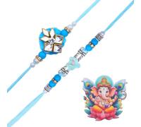 Rakhi for Brother Sister Set of 2 Rakhi Thread with Fridge Magnet Gift Card