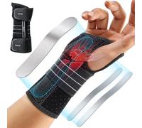 Rakiie Soporte de muñeca, vendajes de muñeca ajustables con 3 férulas metálicas, vendaje de muñeca para hombre y mujer, sin presión en el pulgar, estabilizador con férula, Gris, Mano derecha, M