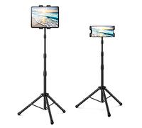 Raking Tablet Floor Stand, Height Adjustable Cellphone Floor Stand with 360°Rotating Tripod Mount, Compatible with iPhone iPad Mini/Air/Pro and All 5.5-12.9 Inch Devices