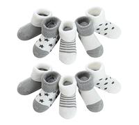 Rakiuty Calcetines de Invierno para Bebé, Calcetines Antideslizantes de Algodón para Niño Niña, 5 Pares de Térmicos Gruesos, Calcetín Invierno Termicos Bebé, Regalo Para Niño Y Niña,Gris