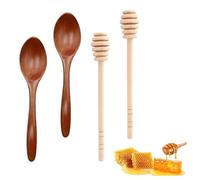 Rakiuty Cucharas de Miel de Madera,Utensilios de Cocina para Dispensar Miel,Agitadores de Miel para Tarros,Varilla Agitadora de Jarabe de Café,Agitadores de Miel para Levantar Miel,4PCS