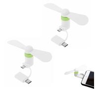 Rakiuty Mini Ventilador USB,2 En 1 Ventiladores De Teléfono Mini Portátil USB,Ventilador Portable Del Teléfono Móvil,para Android/Type-C,2 Pcs (Blanco)