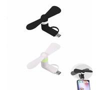Rakiuty Mini Ventilador USB,Ventilador USB 2 En 1Tipo C,Ventiladores De Teléfono Mini Portátil USB,Hojas De Ventilador Tipo C De Viaje,Ventiladores Portátiles,2Pcs