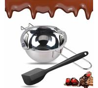 Rakiuty Olla de Derretir de Acero Inoxidable, Olla para Baño María para Chocolate, Recipiente de Fusión de Acero Inoxidable, 400ml con 1 Espátula Cuenco de Fusión de Chocolate Cazo Baño María