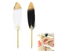 Rakiuty Pluma de Bola de Plumas,Bolígrafo de Pluma,Boligrafos Antiguos (Negro + Blanco)