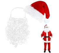 Rakiuty Sombrero de Papá Noel para Decoración NavideñaSanta Hat Suitable for Christmas Decoration,White Santa Claus Beard for Adults,Santa Hat with Beard for Adults