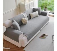RAKKYOFD Funda de sofá algodón Estilo Granja, 1 Pieza, Acolchada a Rayas, Antideslizante, seccional, con reposabrazos y Respaldo, Protector Muebles for Perro, Gato Mascota(Gray,43"x94")
