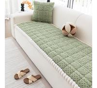 RAKKYOFD Funda de sofá Suave y esponjosa for Perros, con diseño Jacquard rústico for 3 plazas, Apta for Mascotas, Antideslizante Lavable(Sage Green,28"x82"/Seat Cover)