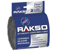 RAKSO almohadillas de acero inoxidable extrafinas, 2 almohadillas inoxidables, lana de acero inoxidable, tratamiento de superficies en zonas húmedas, limpia, lija y pule.