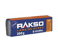RAKSO Lana de Acero Grado Medio 0 - 400 g, 2 rollos de 200 g, alisa madera, elimina suciedad de azulejos/suelos de piedra, pule tubos y accesorios de cobre