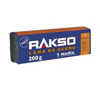 RAKSO Lana de Acero Grado Medio 1 - 400 g, 2 rollos de 200 g, alisa superficies de madera, elimina barniz antiguo de muebles antiguos, limpia