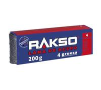 RAKSO Lana de acero gruesa 4-200 g, 1 banda, elimina aceite y grasa del metal, limpia piedra natural y artificial, lija madera vieja