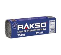 RAKSO Lana de acero inoxidable gruesa - 150 g, 1 banda, inoxidable, elimina los depósitos rebeldes en baldosas, cerámica y suelos en zonas húmedas.