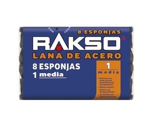 RAKSO Lana de acero medio 1-8 almohadillas, alisa la madera, elimina la pintura vieja de muebles antiguos, limpia suelos de caucho duro