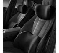 RAKTDA Cojin Lumbar Coche y Almohada para Hvundai Kona Hybrid/Electric/N SUV 2018-2021, Espuma Ergonómico con Memoria Soporte Lumbar y Reposacabezas,Black- Headrest and Lumbar Cushion