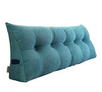RAKTOV Cojín de respaldo triangular para cabecera, almohada doble grande de lectura para sofá cama, almohada de cuña con funda extraíble, 150 x 50 x 20 cm, color azul