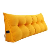 RAKTOV Cojín de respaldo triangular para cabecera, almohada doble grande de lectura para sofá cama, almohada de cuña con funda extraíble, 100 x 50 x 20 cm, color amarillo