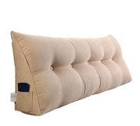 RAKTOV - Cojín triangular para respaldo, almohada doble grande de lectura para sofá cama, almohada de cuña con funda extraíble, 150 x 50 x 20 cm, beige