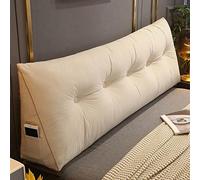 RAKTOV Cómoda almohada lumbar para cama de lectura, cojín triangular para cabecero, almohada de cuña grande, almohada de lectura para ventana de bahía, sofá tatami, dormitorio, 60 x 50 x 20 cm, beige