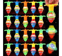 Rakuker 20 Piezas Peonzas Luminosas, Peonzas Niños con Luz LED, Led Luminoso Giroscopio Juguete, Infantil Trompos Juguetes Relleno Piñatas de Cumpleaños Infantil, Color Aleatorio