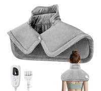 Rakuker Almohadilla Electrica Cervical, Manta Electrica Cervical con 6 Niveles de Calor y 4 Tiempos, Manta Cuello con Cuello Alto y Apagado Automático, Calentador de Hombros con Peso, Gris