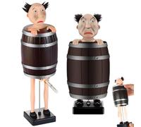 Rakuker Dispensador de cigarrillos en barril, boquilla para hombre, estuche divertido para cigarrillos, figura de Papá Noel en barril, caja de cigarrillos de madera, estatua, estuche para cigarrillos.