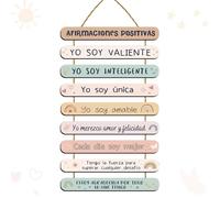 Rakuto - Decoración de pared con afirmaciones positivas en español, motivacional, regalo de madera, bohemio, citas inspiradoras, concienciación sobre la salud mental, decoración para oficina,