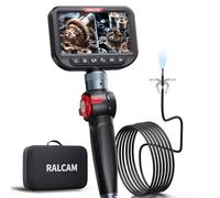 Ralcam Cámara Endoscópica con Luz, Doble Cámara 8,5 mm y Pantalla HD 5", Cabeza Articulada 180°, Cable Semirrígido 3 m, IP67 - para Inspección de Coches, Tuberías y Aire Acondicionado