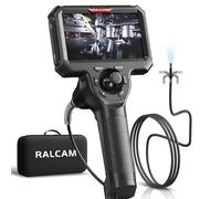 Ralcam Endoscopio 360° Ajustable con Pantalla HD 5" 1280×720, Sonda 6,2 mm con 6 Luces LED, Cable Semirrígido 1,5 m, Impermeable IP67 para Inspección Profesional