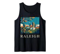 Raleigh Carolina del Norte Retro Vintage Skyline Capitol Park Camiseta sin Mangas