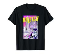 Raleigh Gato Anime Paisaje Urbano North Carolina EE. UU. Camiseta