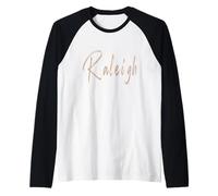 Raleigh North Carolina Diseño Elegante Vintage Camiseta Manga Raglan