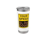 Ralentiza Su velocidad la señal de tráfico Retro Zen Funny Vaso térmico de acero inoxidable de doble pared