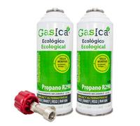 Ralertreik Pack Gasica V2 Gas Refrigerante Ecológico Sustituto del R22/R407/R32 y R410A (2 Botellas + Llave)