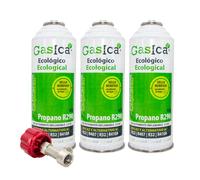 Ralertreik Pack Gasica V2 Gas Refrigerante Ecológico Sustituto del R22/R407/R32 y R410A (3 Botellas + Llave)